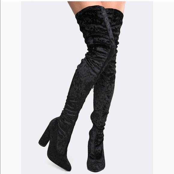 Cape Robbin Shoes - Cape Robbin thigh high velvet PAW-27 heeled boot